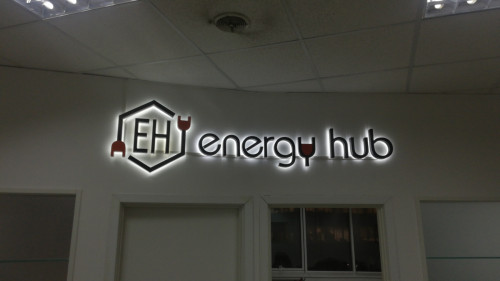 Interior sign for the company "Energy.hub"