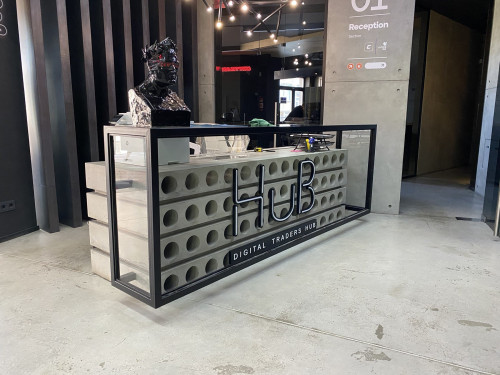 Interior signage, reception for @cryptology.key